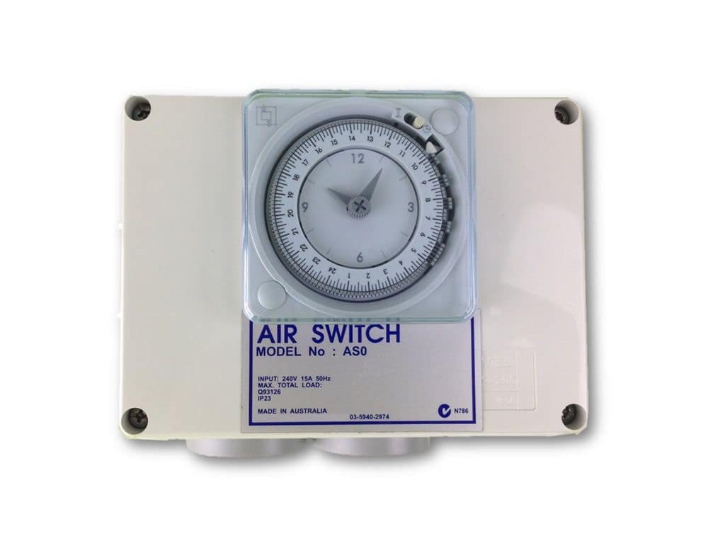 Double Outlet 15amp Air Switch Box c/w Time Clock - SA-AS02HT