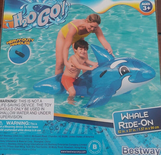 H2OGO Ride On Wale Inflatable Pool Float Summer Beach Blow up Kids Fish Best Way