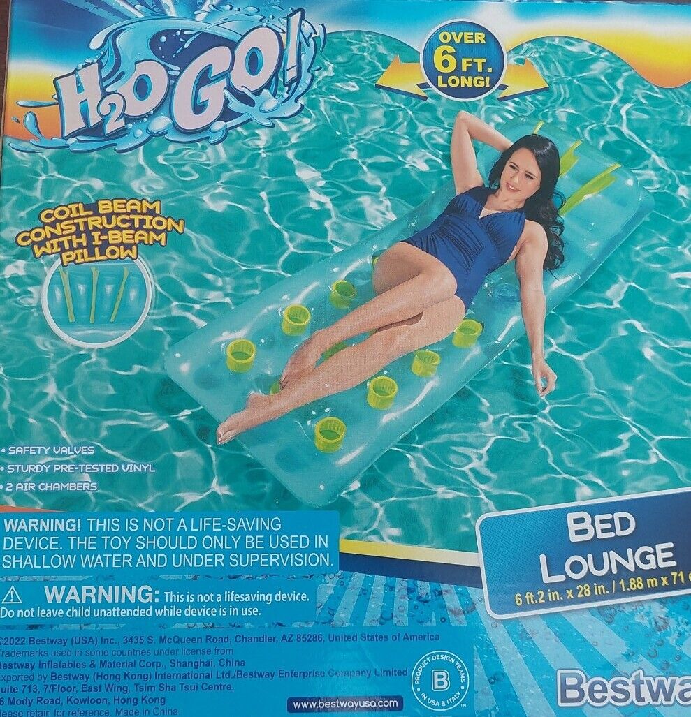 Bestway H2GO Beach Bed Lounge Single Pool Float Inflatable Vinyl 188 x 71cm 6FT